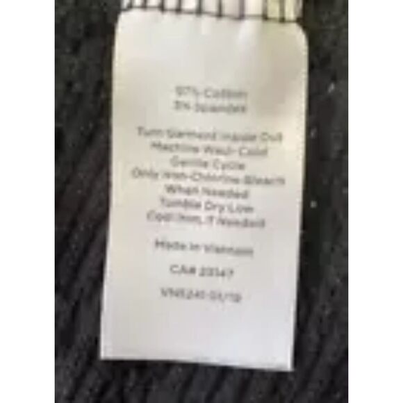 T by Talbots Women's Cardigan Open Front Black Eyelet Size Petite Med - Picture 8 of 9